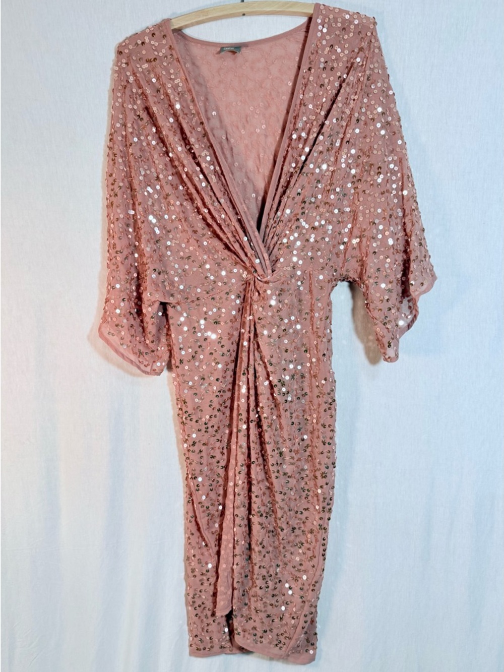ASOS Sequin Knot-Front Kaftan Dress - Dusty Rose